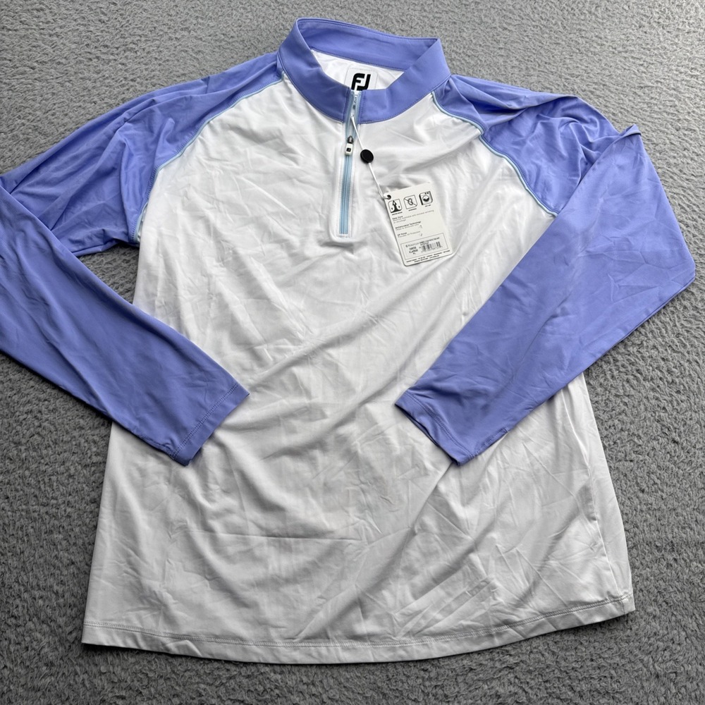 FootJoy FJ 1/4 Zip Golf Tennis Top Shirt Womens XL White Violet Sun Protection